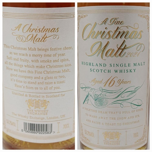 7 - A Rare  2021 Limited Run, 16 Year Old Highland Whisky ‘A Fine Christmas Malt’ 53.2% Vol. 70cl Bottle... 