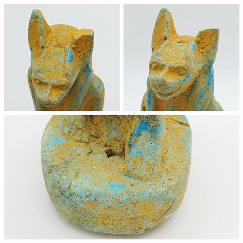 881 - Three Antique Pottery Egyptian Artifacts of Pharaohs. Good Detailed Sculptures 9cm to 23cm in Length... 