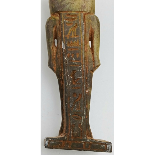881 - Three Antique Pottery Egyptian Artifacts of Pharaohs. Good Detailed Sculptures 9cm to 23cm in Length... 