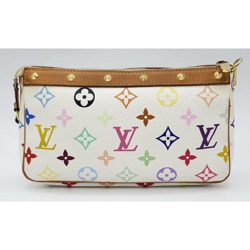 94 - A Louis Vuitton Monogram Murakami Pochette in Multicolour White. Multicolour monogram canvas exterio... 