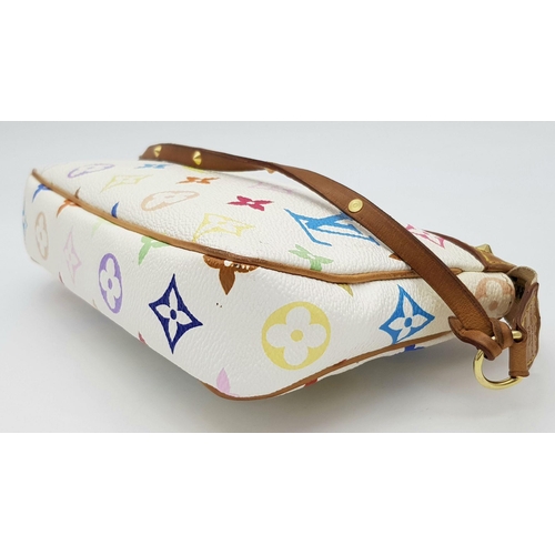 94 - A Louis Vuitton Monogram Murakami Pochette in Multicolour White. Multicolour monogram canvas exterio... 