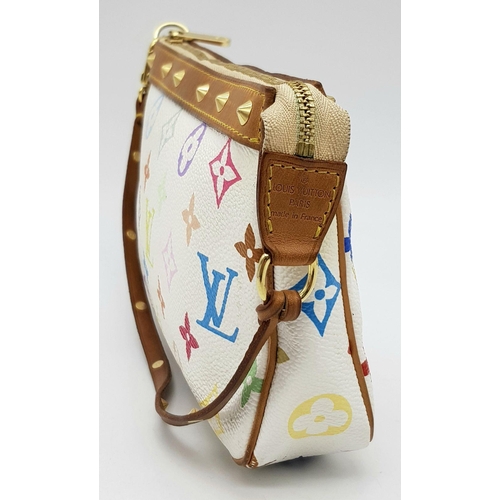 94 - A Louis Vuitton Monogram Murakami Pochette in Multicolour White. Multicolour monogram canvas exterio... 