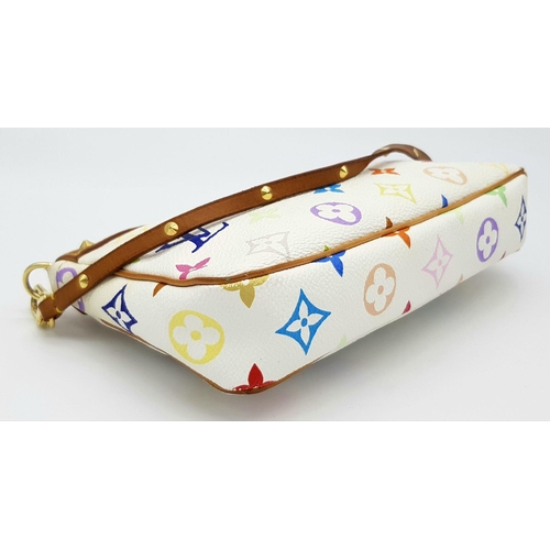 94 - A Louis Vuitton Monogram Murakami Pochette in Multicolour White. Multicolour monogram canvas exterio... 