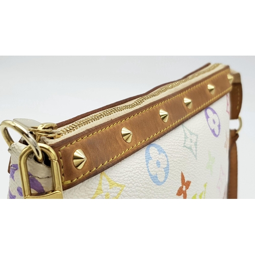 94 - A Louis Vuitton Monogram Murakami Pochette in Multicolour White. Multicolour monogram canvas exterio... 