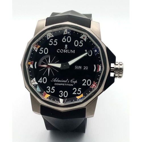 102 - A Corum 'Admirals Cup - Competition' Gents Automatic Watch. Black rubber strap. Titanium case - 48mm... 