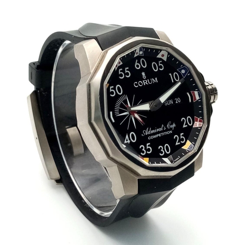 102 - A Corum 'Admirals Cup - Competition' Gents Automatic Watch. Black rubber strap. Titanium case - 48mm... 