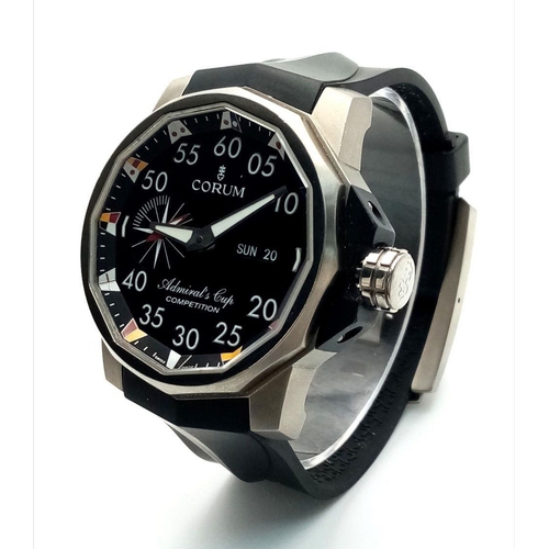 102 - A Corum 'Admirals Cup - Competition' Gents Automatic Watch. Black rubber strap. Titanium case - 48mm... 