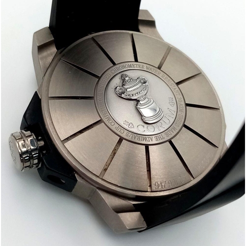 102 - A Corum 'Admirals Cup - Competition' Gents Automatic Watch. Black rubber strap. Titanium case - 48mm... 