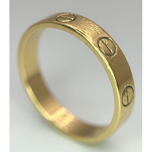 39 - A Cartier 18K Yellow Gold Love Ring. Size L. 3.2g. Ref: STK019969