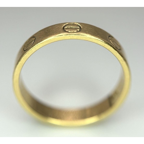 39 - A Cartier 18K Yellow Gold Love Ring. Size L. 3.2g. Ref: STK019969