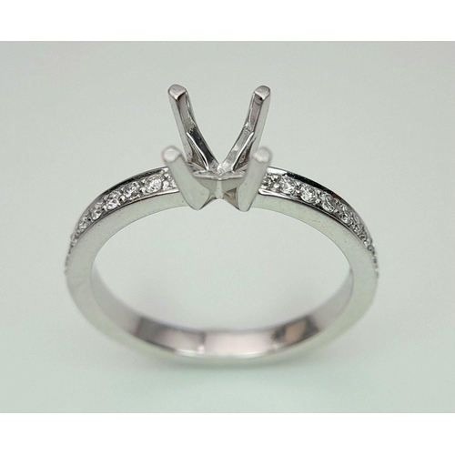 76 - A PLATINUM DIAMOND SET RING MOUNT - READY TO HOLD YOUR DREAM STONE. IT WILL TAKE A 0.40CT ROUND STON... 