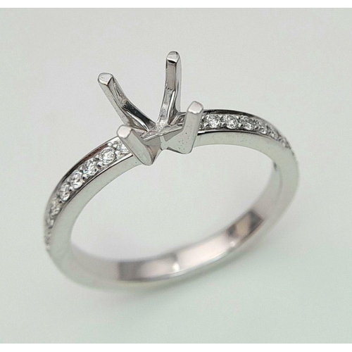 76 - A PLATINUM DIAMOND SET RING MOUNT - READY TO HOLD YOUR DREAM STONE. IT WILL TAKE A 0.40CT ROUND STON... 