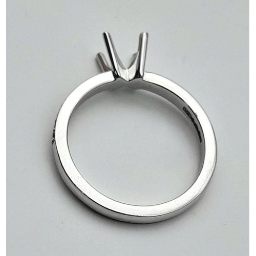 76 - A PLATINUM DIAMOND SET RING MOUNT - READY TO HOLD YOUR DREAM STONE. IT WILL TAKE A 0.40CT ROUND STON... 