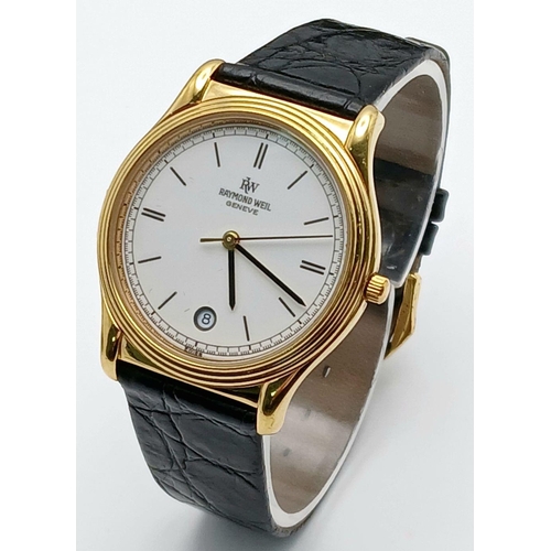 140 - A Gold-Plated Raymond Weil Quartz Date Dress Watch Model 5539. 34mm Case. New Battery Fitted Novembe... 