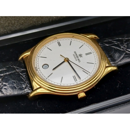 140 - A Gold-Plated Raymond Weil Quartz Date Dress Watch Model 5539. 34mm Case. New Battery Fitted Novembe... 