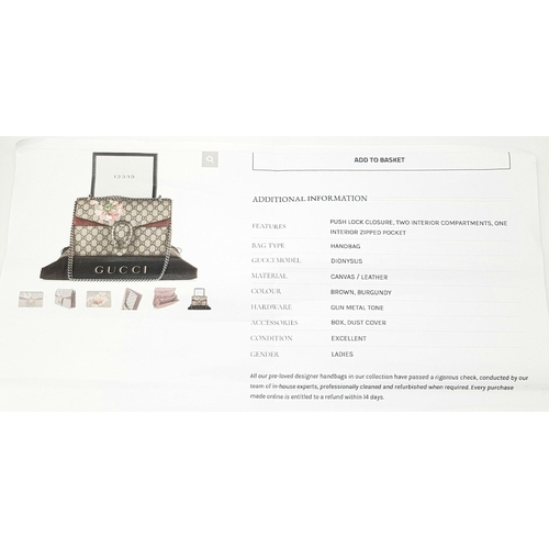 24 - A Gucci Dionysus GG Supreme Floral Shoulder Bag. Beige GG Supreme canvas exterior featuring a floral... 