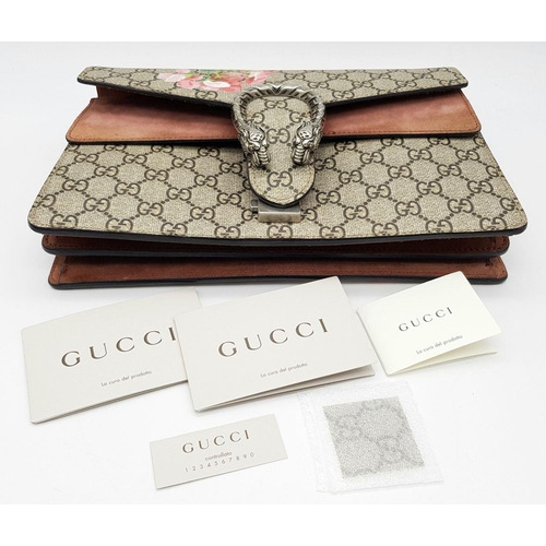 24 - A Gucci Dionysus GG Supreme Floral Shoulder Bag. Beige GG Supreme canvas exterior featuring a floral... 