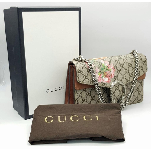 24 - A Gucci Dionysus GG Supreme Floral Shoulder Bag. Beige GG Supreme canvas exterior featuring a floral... 