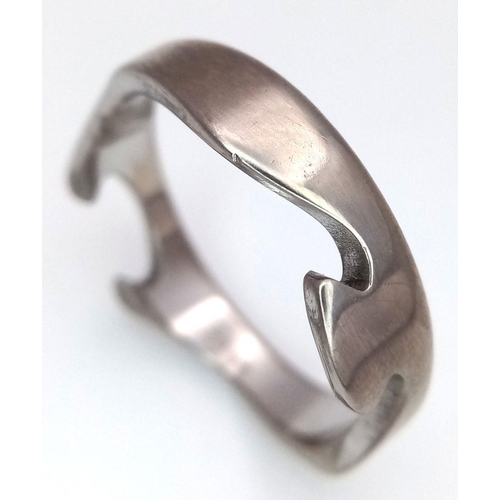 46 - A GEORG JENSEN 18K WHITE GOLD FUSION RING 7.5G TOTAL WEIGHT, SIZE W. Ref: SC 8077