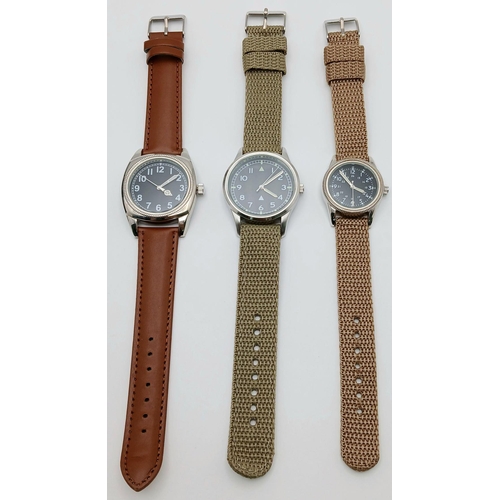 481 - Three Military Pilot Quartz Watches Comprising: 1) Czechoslovakian Airman’s Watch-38mm Case. 2)  Bri... 