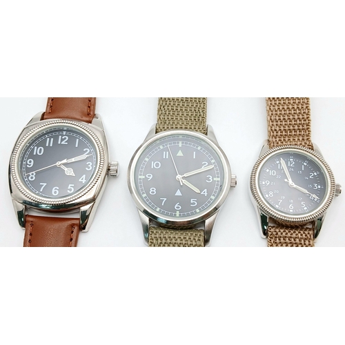 481 - Three Military Pilot Quartz Watches Comprising: 1) Czechoslovakian Airman’s Watch-38mm Case. 2)  Bri... 