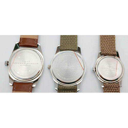 481 - Three Military Pilot Quartz Watches Comprising: 1) Czechoslovakian Airman’s Watch-38mm Case. 2)  Bri... 