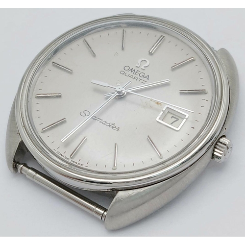 486 - A Vintage Omega Seamaster Watch Case - 36mm. Silver tone dial with date window. In working order.