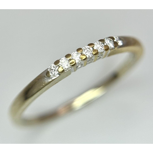 494 - A 14K YELLOW GOLD DIAMOND BAND RING 1.4G TOTAL WEIGHT, SIZE M 1/2. Ref: SC 8095