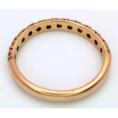 536 - A 14K YELLOW GOLD DIAMOND HALF ETERNITY BAND RING 1.7G TOTAL WEIGHT, SIZE I 1/2. Ref: SC 8096