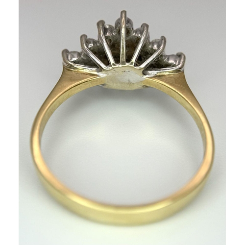 74 - AN 18K YELLOW GOLD DIAMOND CLUSTER RING 0.35CT 4.8G TOTAL WEIGHT, SIZE P 1/2. Ref: SC 8075