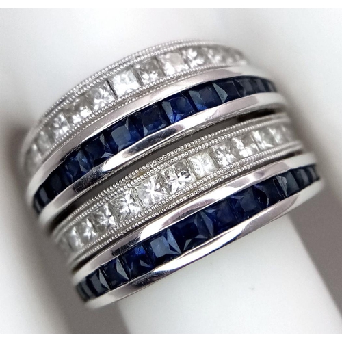 137 - Two Wonderful, Gold, Sapphire and Diamond Pieces of Jewellery. An 18k White gold, sapphire and diamo... 