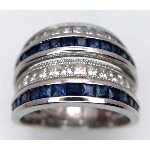 137 - Two Wonderful, Gold, Sapphire and Diamond Pieces of Jewellery. An 18k White gold, sapphire and diamo... 