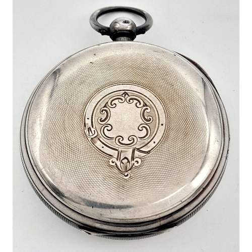 479 - An Antique H.W. Benson Sterling Silver Pocket Watch. The 'Ludgate'. Hallmarks for London 1886. 52mm ... 