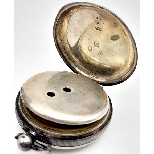 479 - An Antique H.W. Benson Sterling Silver Pocket Watch. The 'Ludgate'. Hallmarks for London 1886. 52mm ... 