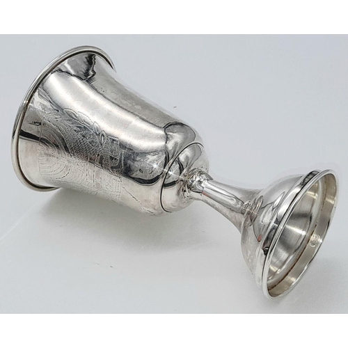 1275 - A Vintage 800 Silver Kiddush Cup - In goblet form. 11cm tall. 
42g.