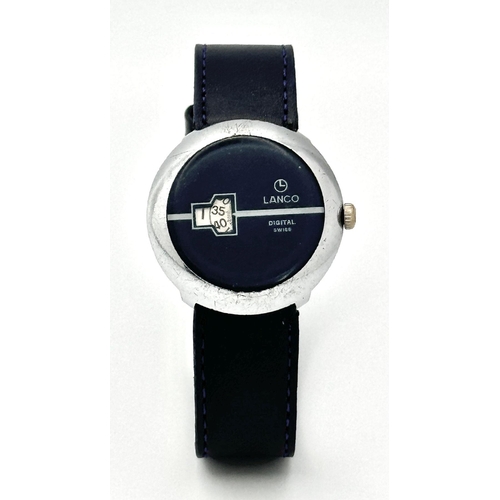 1276 - A Vintage Lanco Mechanical Jump Watch. Blue leather strap. Stainless steel case - 35mm. Blue dial wi... 