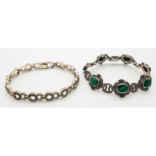 1280 - Two Vintage Solid Silver 925 Bracelets, Total weight: 43.6 grams, 18 and 19 cm. Both in very good co... 