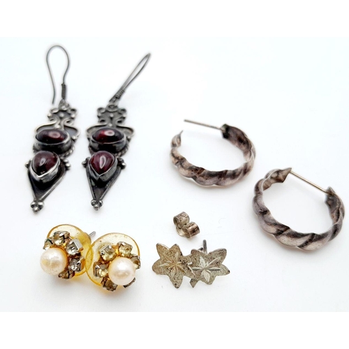 1294 - An assorted collection of 4 pairs of 925 silver stylish earrings. Total weight 10.9G. Please see pho... 