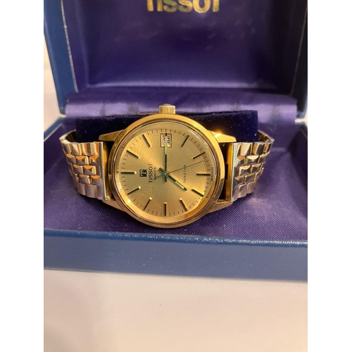 124 - Gentleman’s vintage TISSOT SEASTAR WRISTWATCH. GOLD PLATED (10 microns) Wristwatch and Bracelet. Man... 