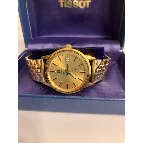 124 - Gentleman’s vintage TISSOT SEASTAR WRISTWATCH. GOLD PLATED (10 microns) Wristwatch and Bracelet. Man... 