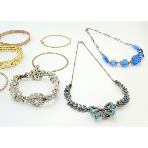 866 - A Parcel of Vintage Costume Jewellery, 3 Necklaces and 4 Bracelets Including a Czech Glass Bead Neck... 