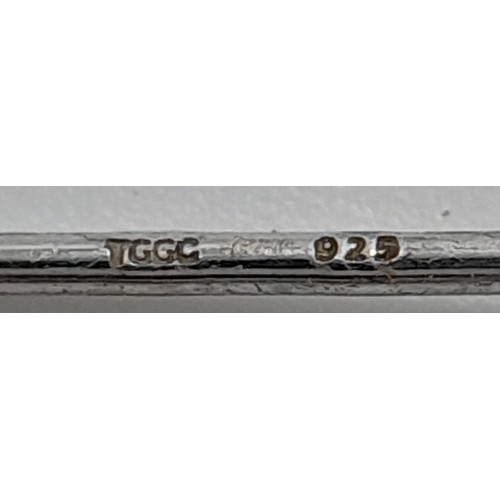 908 - A Unique Pair of Sterling Silver Peridot Set ‘Bacchus’ Design Earrings. 3.5cm Drop. 1.5cm Width.