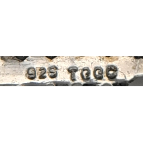 936 - A Pair of Sterling Silver Garnet and White Topaz Set Pendulum Design Stud Earrings. 4cm Drop. 1.2cm ... 