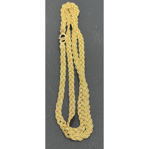 7 - A 20K Yellow Gold Chain. 9.7g.