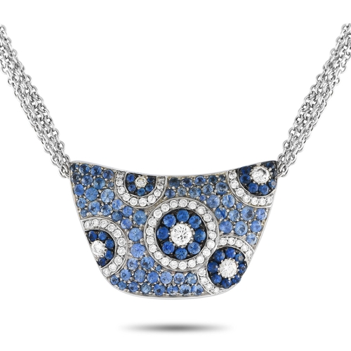 119 - A Cellini 18K White Gold 1.32ct Diamond and Sapphire Necklace. Cellini necklace with 1.32 carats of ... 