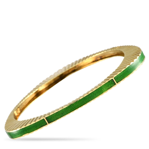 133 - A Tiffany & Co. 18K Yellow Gold Green Enamel Bangle Bracelet. Tiffany & Co. 18K yellow gold bangle b... 