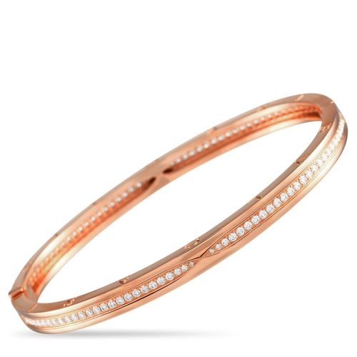 56 - A Bvlgari B.zero1 18K Rose Gold 1.41ct Diamond Bracelet Size Large. Bvlgari B.Zero bracelet in 18K r... 