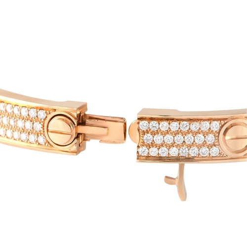 7 - A Cartier LOVE 18K Rose Gold 2.36ct Diamond Bracelet, Size 20. Cartier LOVE bracelet in 18K rose gol... 