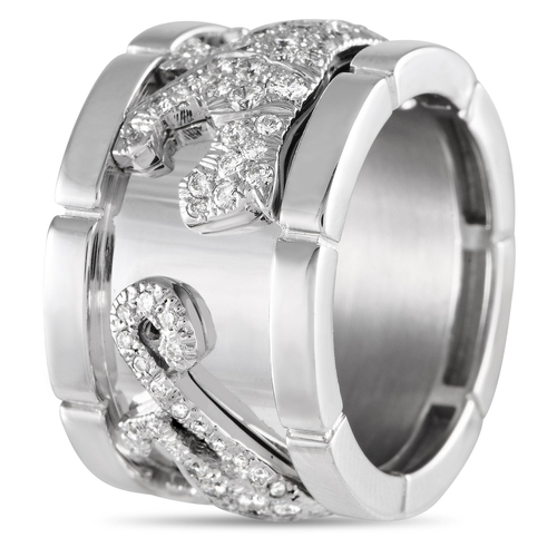 98 - A Cartier Mahango Panthre 18K White Gold Diamond Wide Band Ring. Cartier Mahango Panthre ring with c... 