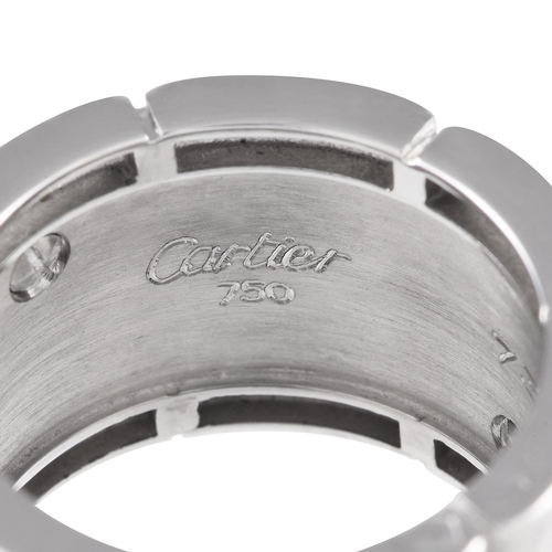 98 - A Cartier Mahango Panthre 18K White Gold Diamond Wide Band Ring. Cartier Mahango Panthre ring with c... 